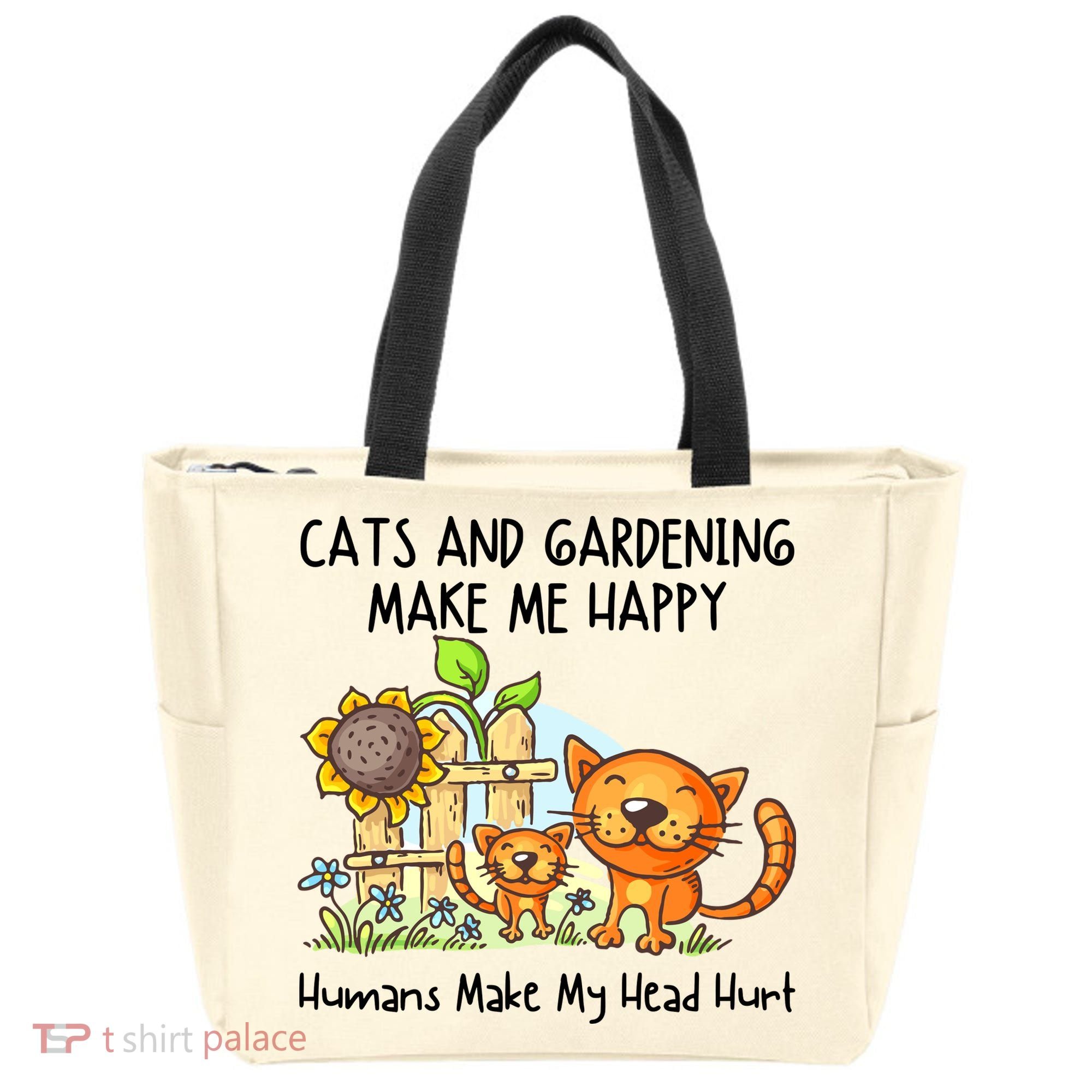 Cats And Gardening Make Me Happy Humans Make My Head Hurt Tote Bag