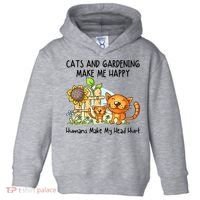 Cats And Gardening Make Me Happy Humans Make My Head Hurt Toddler Hoodie thumb 0