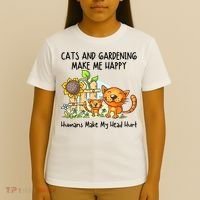 Cats And Gardening Make Me Happy Humans Make My Head Hurt T-Shirt thumb 4