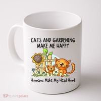 Cats And Gardening Make Me Happy Humans Make My Head Hurt Coffee Mug thumb 0