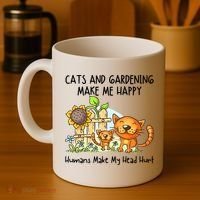 Cats And Gardening Make Me Happy Humans Make My Head Hurt Coffee Mug thumb 4