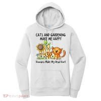Cats And Gardening Make Me Happy Humans Make My Head Hurt Women's Hoodie thumb 0