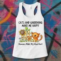 Cats And Gardening Make Me Happy Humans Make My Head Hurt Women's Tank Top thumb 3