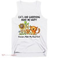 Cats And Gardening Make Me Happy Humans Make My Head Hurt Tank Top thumb 0