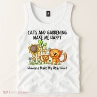 Cats And Gardening Make Me Happy Humans Make My Head Hurt Tank Top thumb 2
