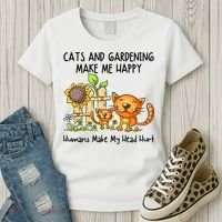 Cats And Gardening Make Me Happy Humans Make My Head Hurt Women's T-Shirt thumb 3