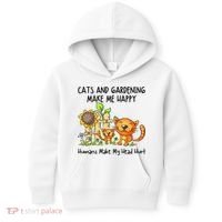 Cats And Gardening Make Me Happy Humans Make My Head Hurt Kids Hoodie thumb 0