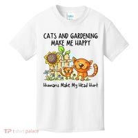 Cats And Gardening Make Me Happy Humans Make My Head Hurt Kids T-Shirt thumb 0