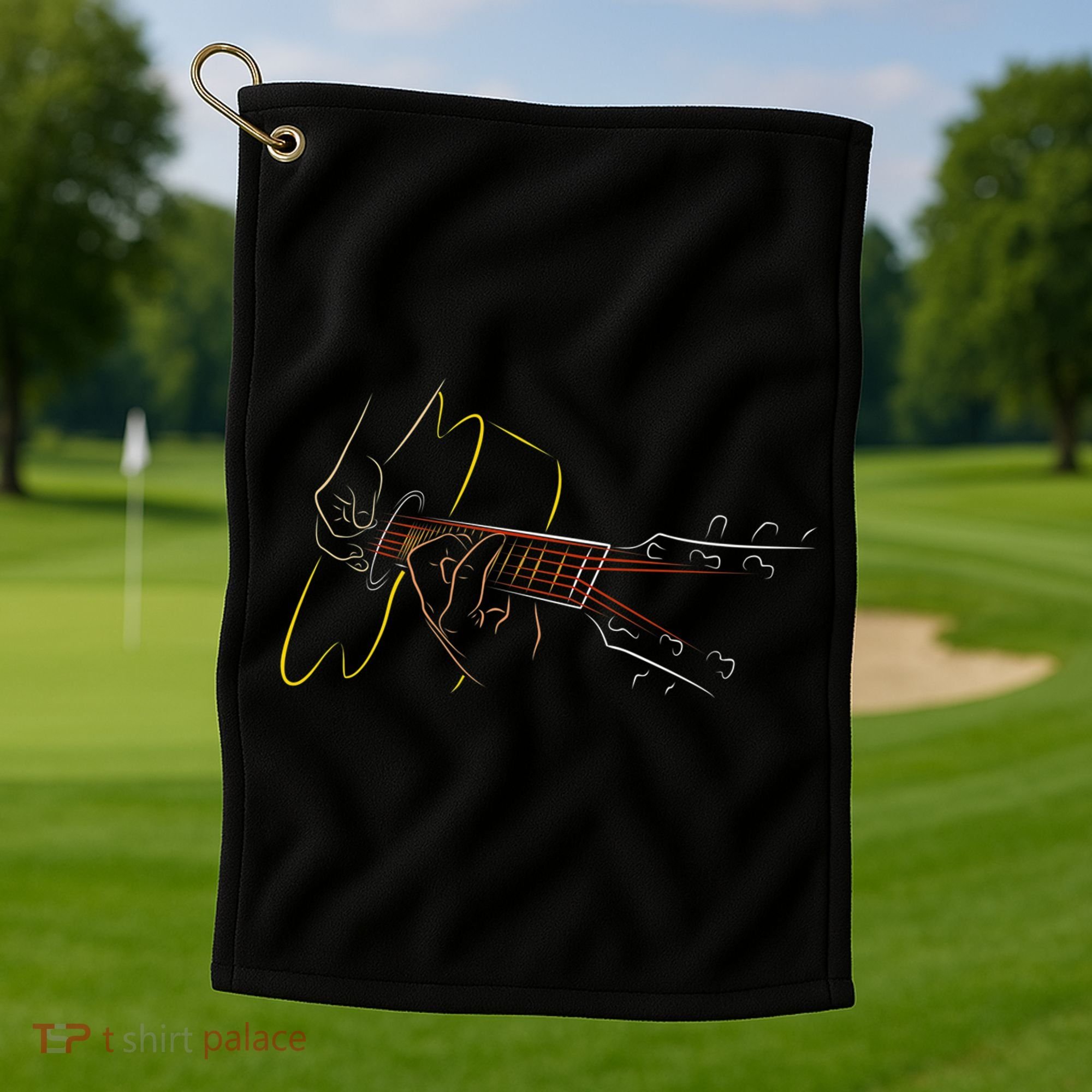 Cool Acoustic Guitar Player Gift Great Guitarist Or Band Gift Golf Towel