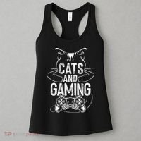 Cats And Gaming Funny For Gamer, Cat Lover, Cat Mom, Cat Dad Women's Tank Top thumb 3
