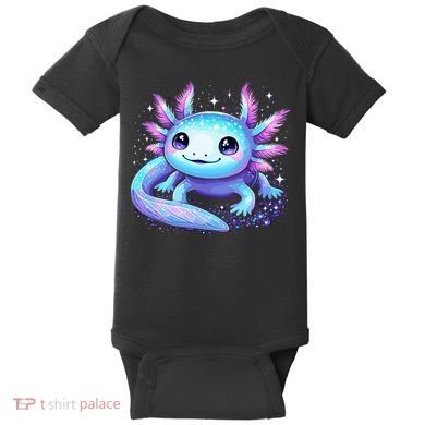 Cute Axolotl Galaxy Rainbow Colorful Axolotl Baby Bodysuit