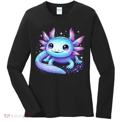 Cute Axolotl Galaxy Rainbow Colorful Axolotl Women's Long Sleeve Shirt