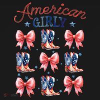Coquette American Girly 4th Of July Western Cowgirl Boot Women's Hoodie thumb 2