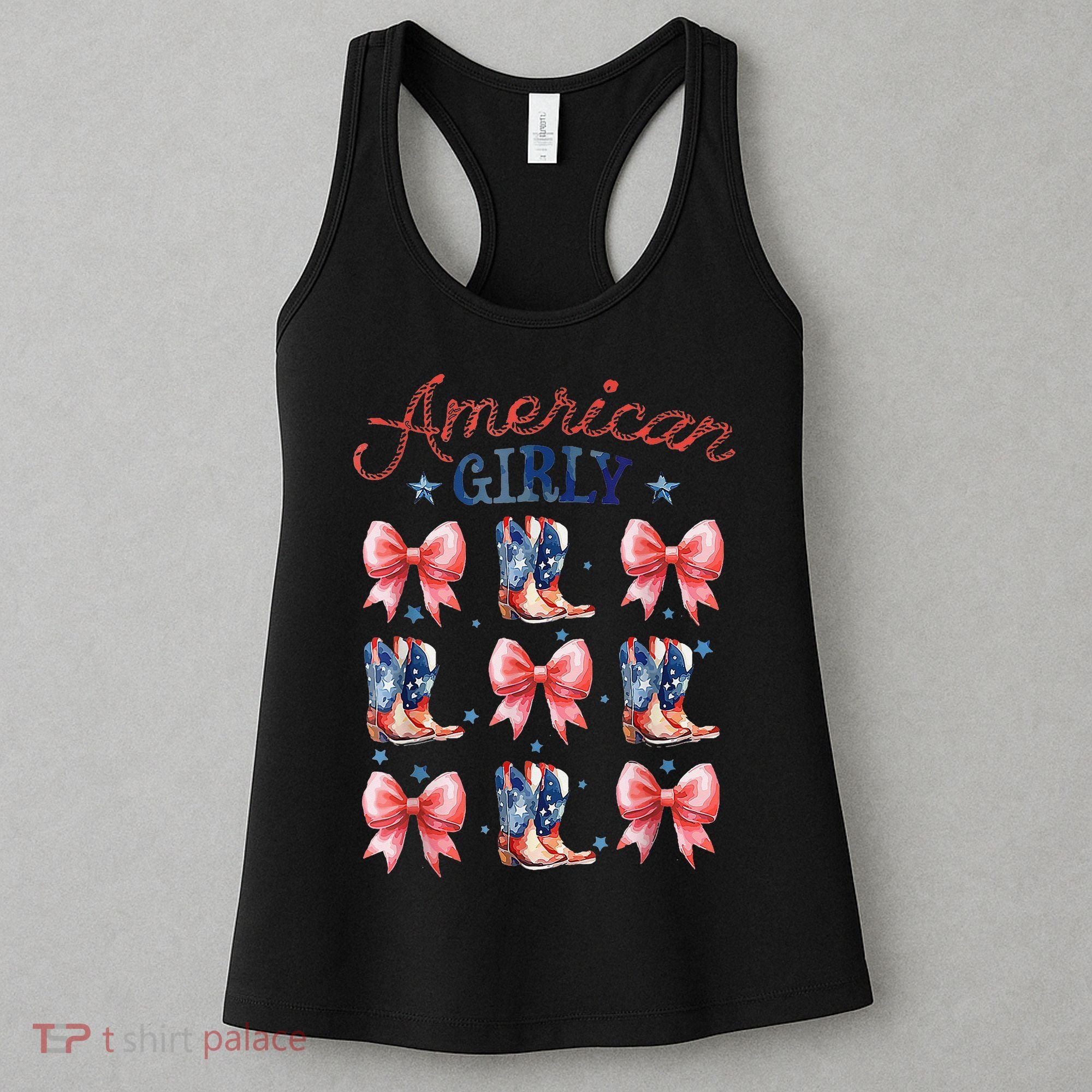 Coquette American Girly 4th Of July Western Cowgirl Boot Women's Tank Top