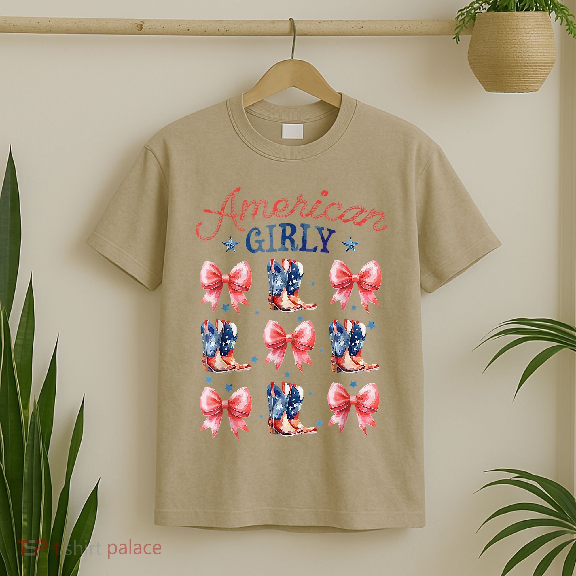 Coquette American Girly 4th Of July Western Cowgirl Boot T-Shirt