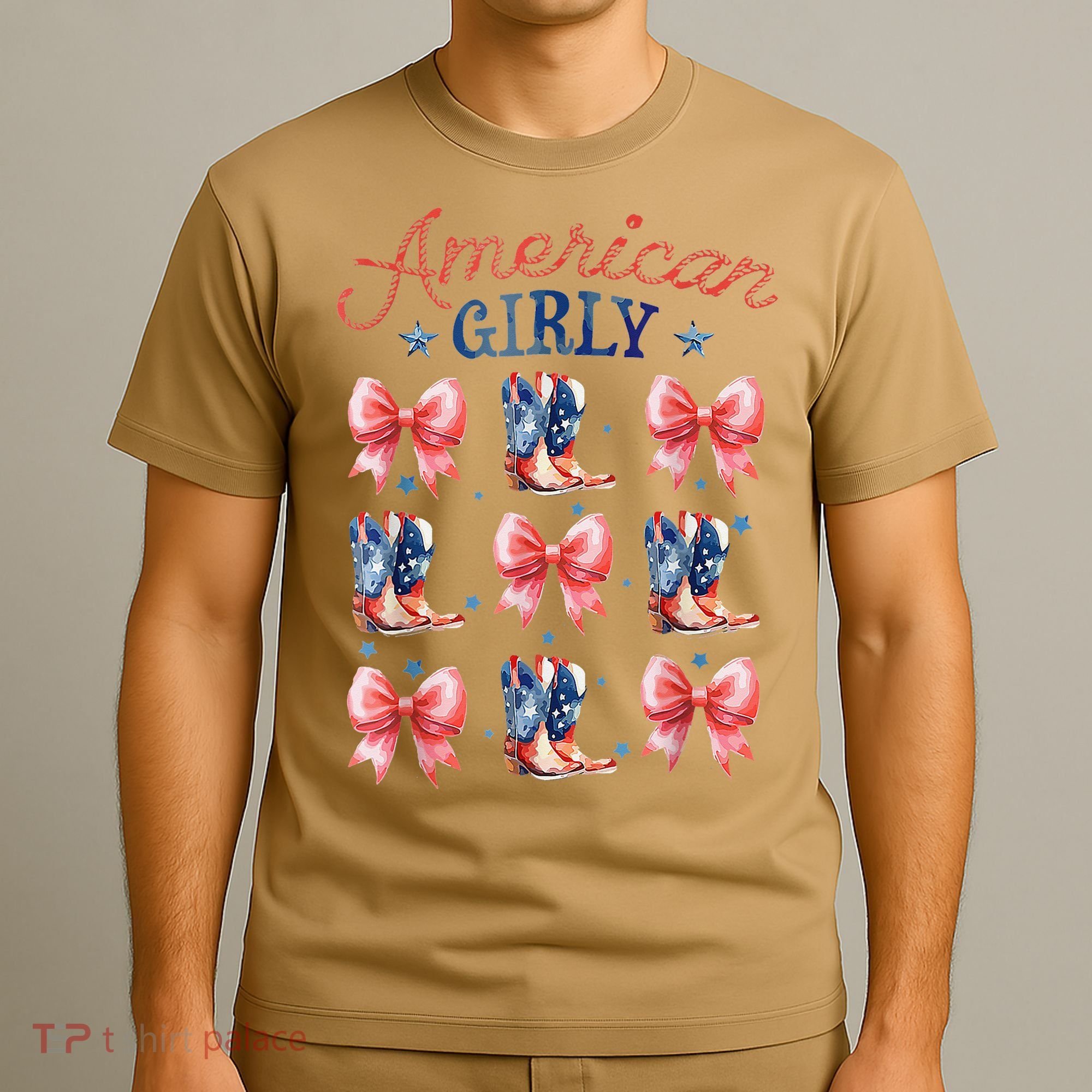 Coquette American Girly 4th Of July Western Cowgirl Boot T-Shirt