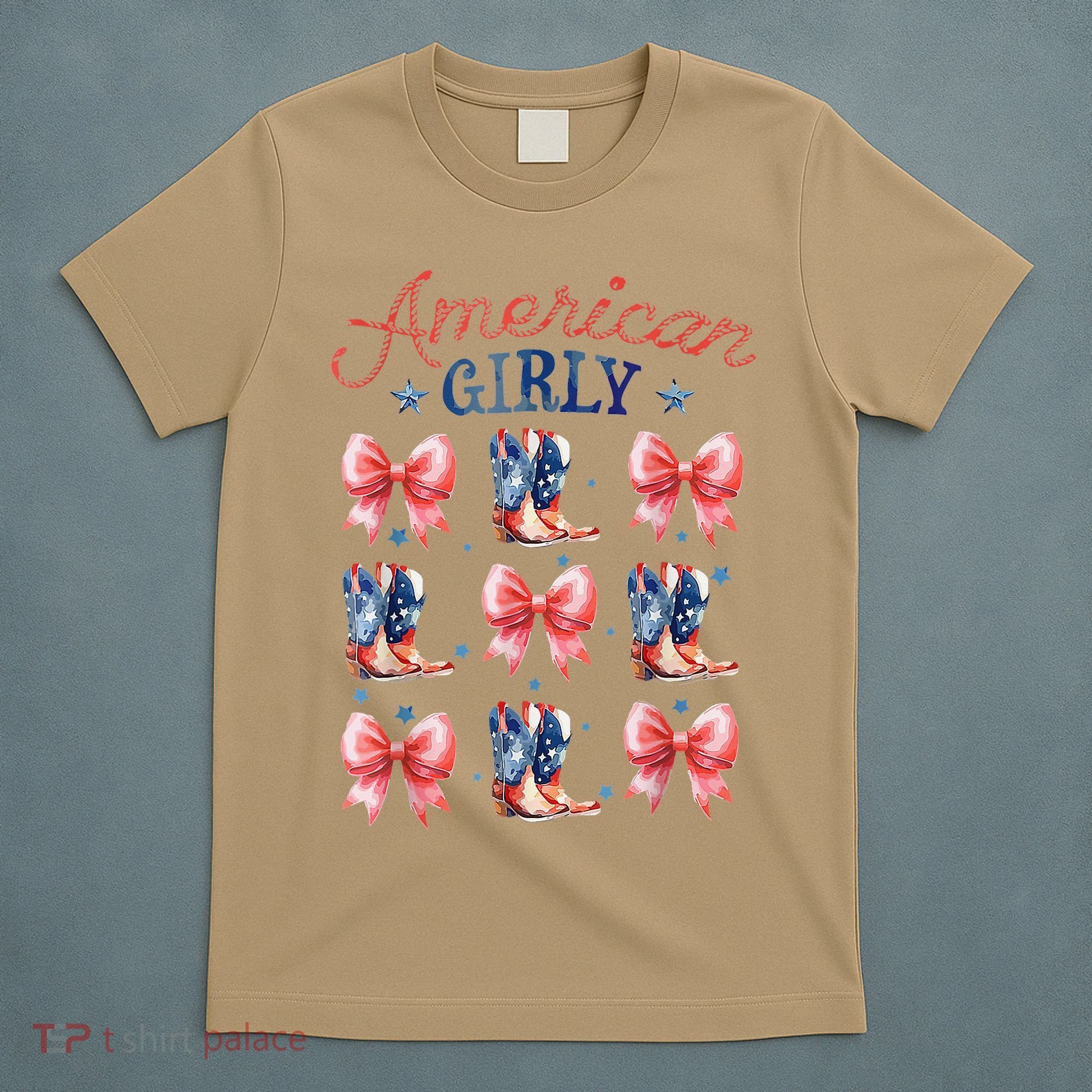 Coquette American Girly 4th Of July Western Cowgirl Boot T-Shirt