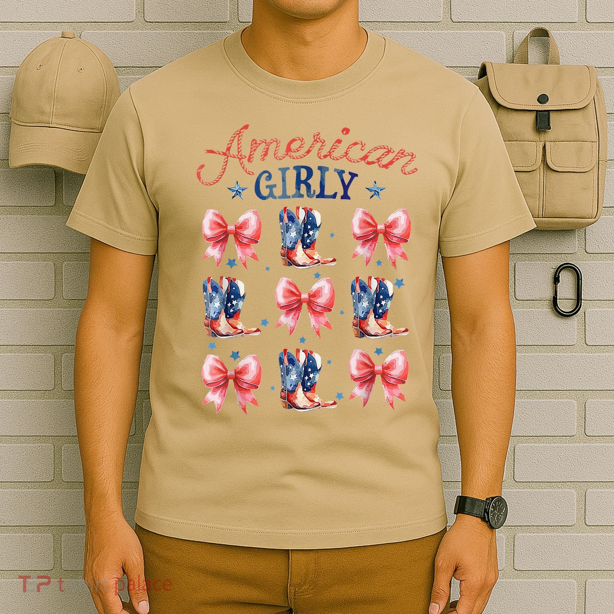 Coquette American Girly 4th Of July Western Cowgirl Boot T-Shirt