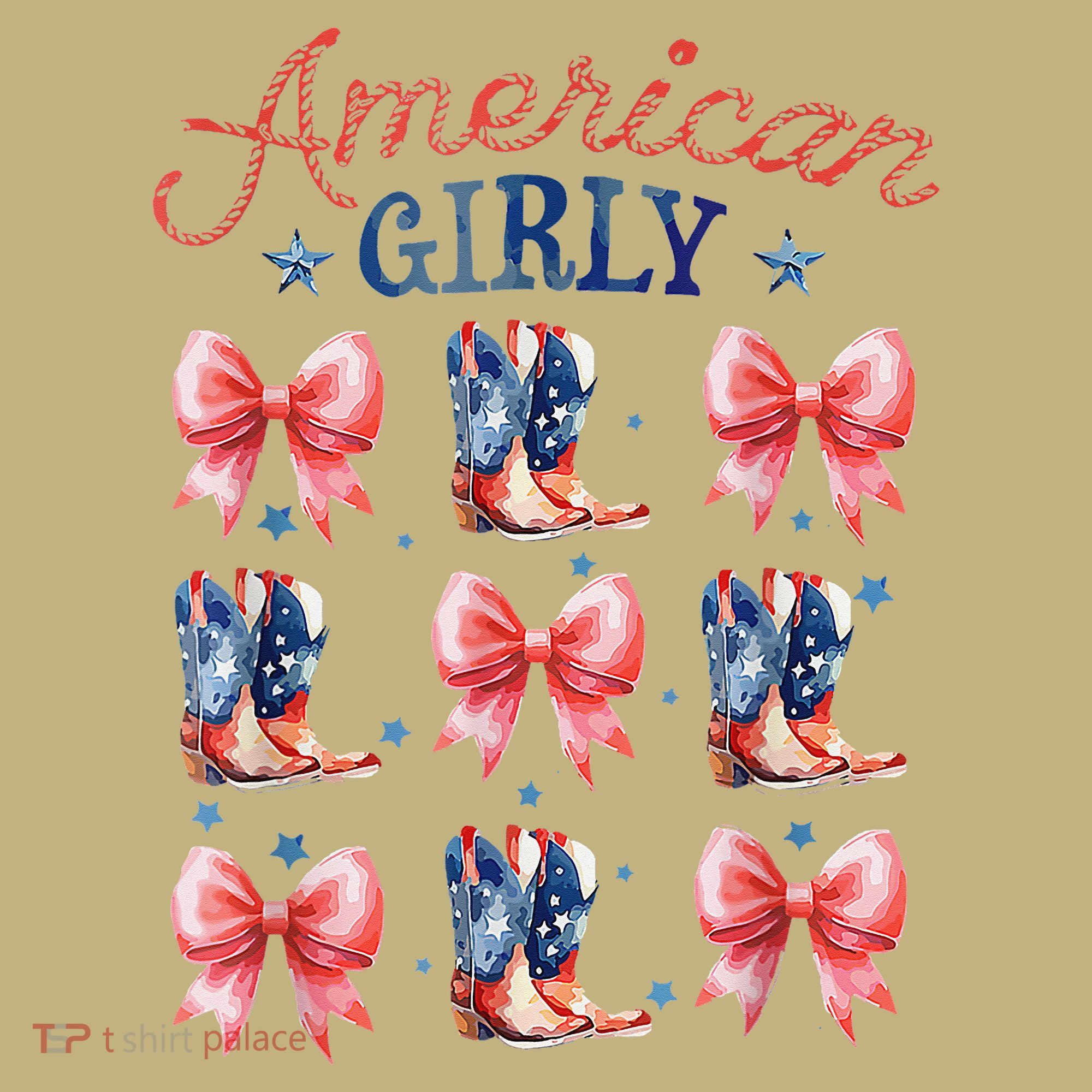 Coquette American Girly 4th Of July Western Cowgirl Boot T-Shirt