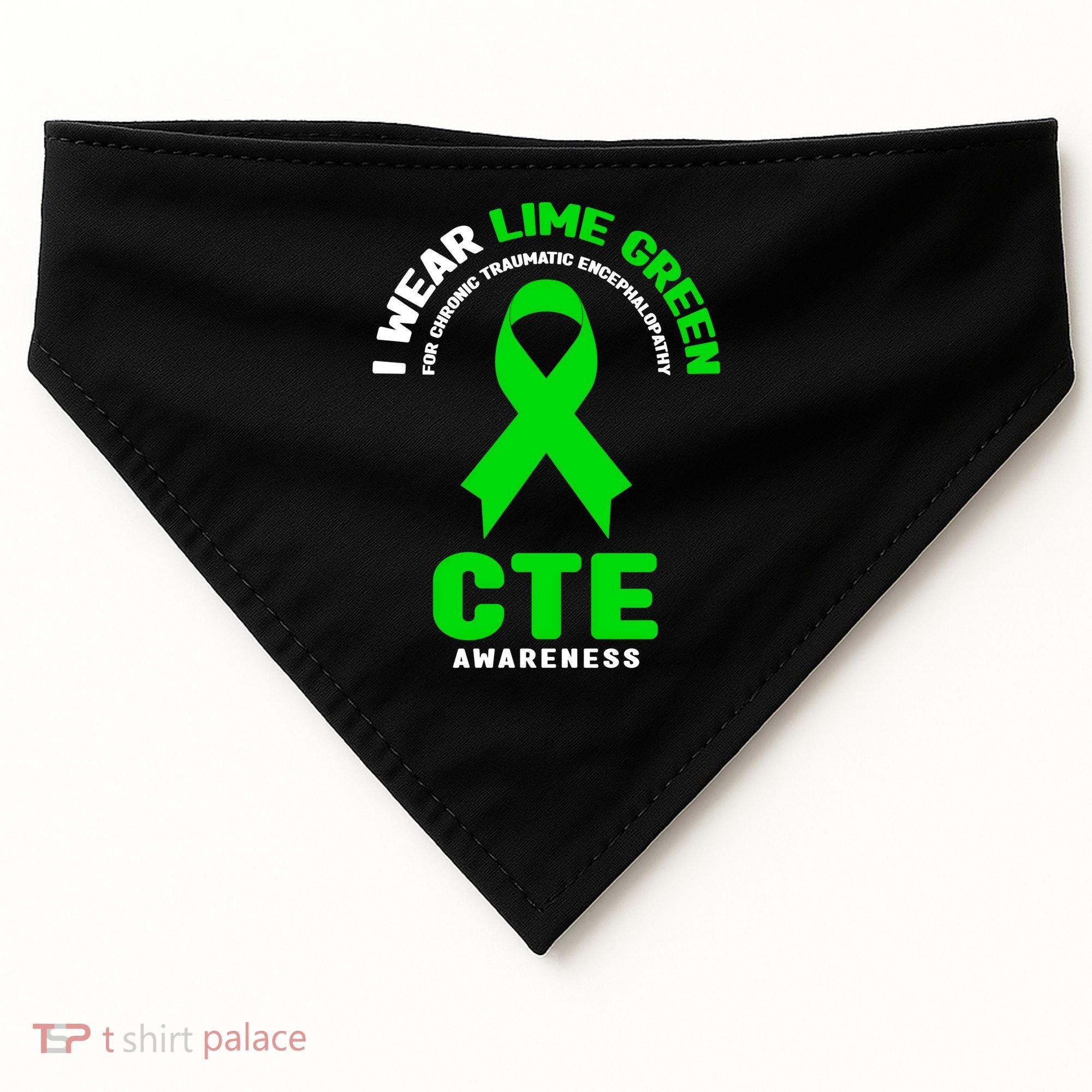 Cte Awareness Gift I Wear Lime Green For Cte Awareness Gift USA-Made Doggie Bandana