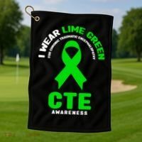 Cte Awareness Gift I Wear Lime Green For Cte Awareness Gift Golf Towel thumb 1
