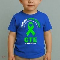 Cte Awareness Gift I Wear Lime Green For Cte Awareness Gift Toddler T-Shirt thumb 2