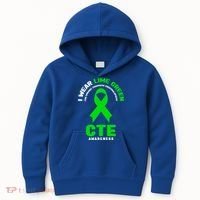 Cte Awareness Gift I Wear Lime Green For Cte Awareness Gift Kids Hoodie thumb 0