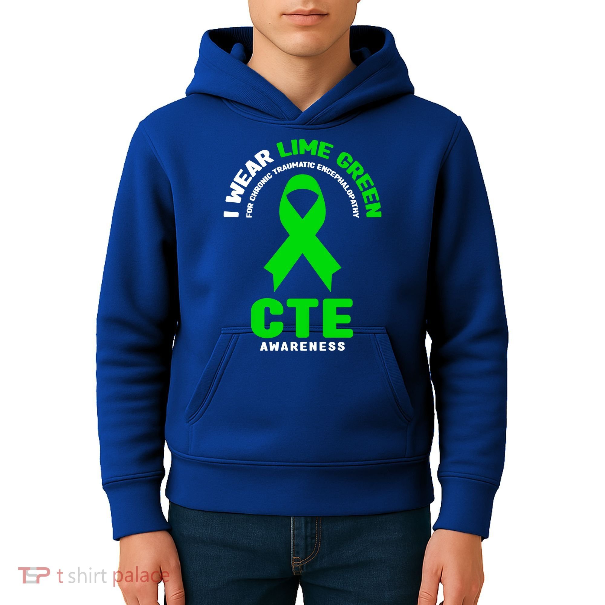 Cte Awareness Gift I Wear Lime Green For Cte Awareness Gift Kids Hoodie
