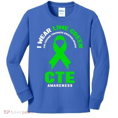 Cte Awareness Gift I Wear Lime Green For Cte Awareness Gift Kids Long Sleeve Shirt