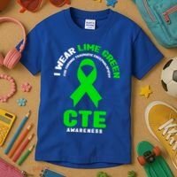 Cte Awareness Gift I Wear Lime Green For Cte Awareness Gift Kids T-Shirt thumb 3