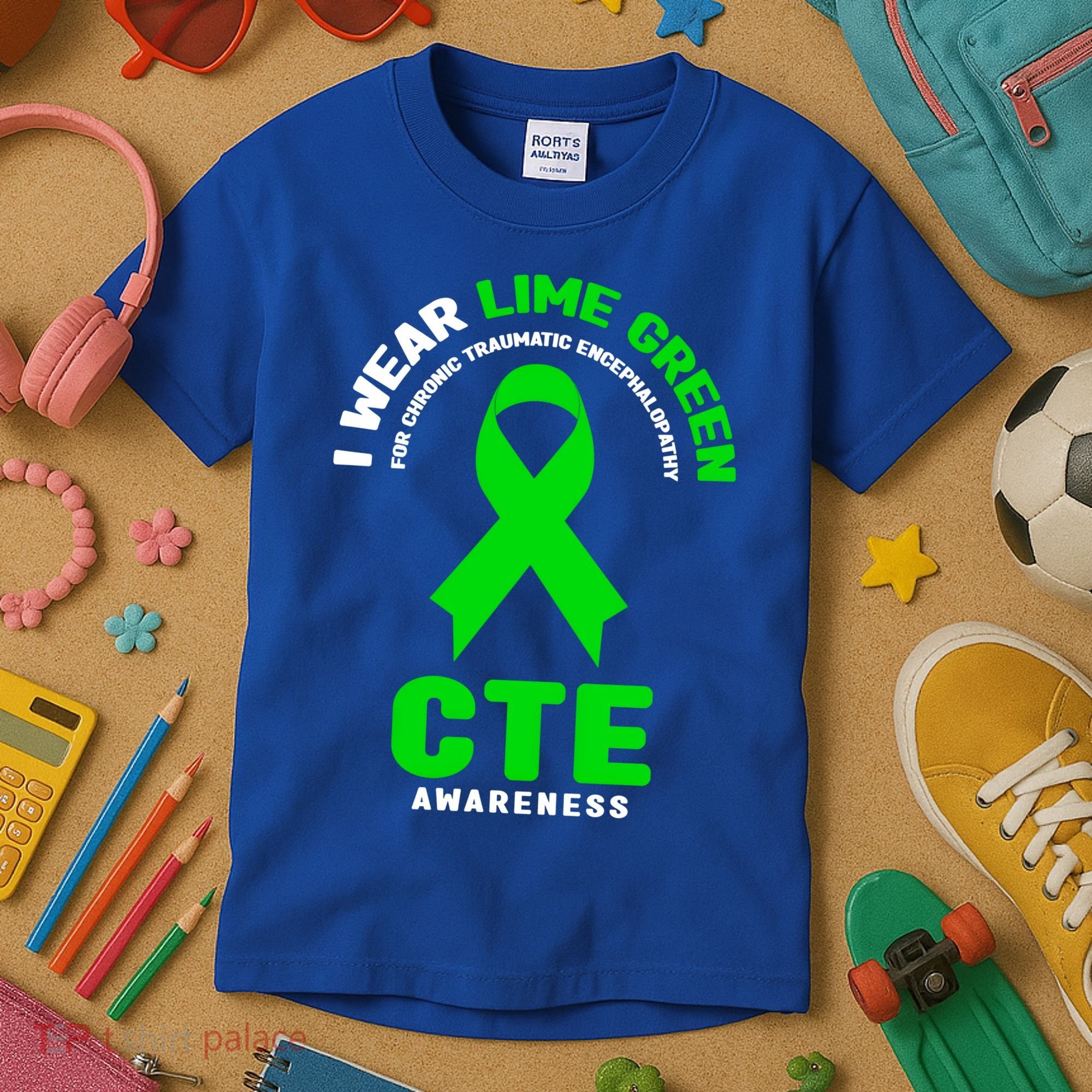 Cte Awareness Gift I Wear Lime Green For Cte Awareness Gift Kids T-Shirt