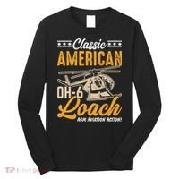 Classic American Hughes OH-6 Cayuse Loach Arm Aviation Action Long Sleeve Shirt thumb 0