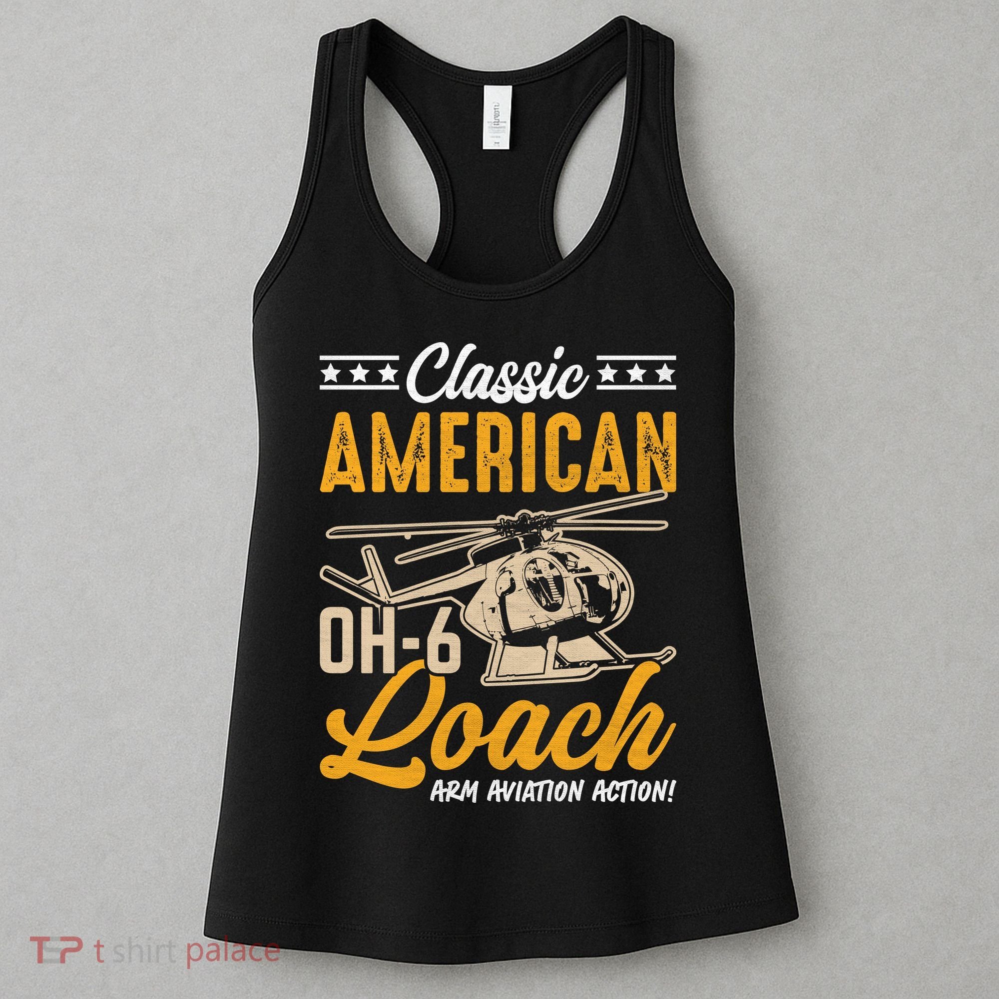 Classic American Hughes OH-6 Cayuse Loach Arm Aviation Action Women's Tank Top
