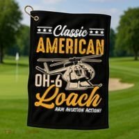 Classic American Hughes OH-6 Cayuse Loach Arm Aviation Action Golf Towel thumb 1