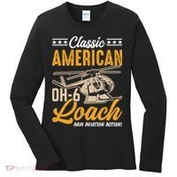Classic American Hughes OH-6 Cayuse Loach Arm Aviation Action Women's Long Sleeve Shirt thumb 0