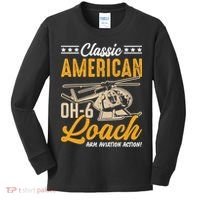 Classic American Hughes OH-6 Cayuse Loach Arm Aviation Action Kids Long Sleeve Shirt thumb 0
