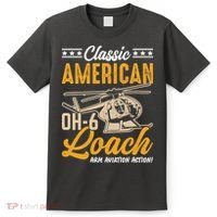 Classic American Hughes OH-6 Cayuse Loach Arm Aviation Action T-Shirt thumb 0