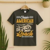 Classic American Hughes OH-6 Cayuse Loach Arm Aviation Action T-Shirt thumb 2
