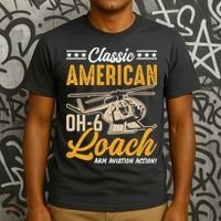 Classic American Hughes OH-6 Cayuse Loach Arm Aviation Action T-Shirt thumb 3
