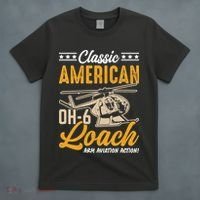 Classic American Hughes OH-6 Cayuse Loach Arm Aviation Action T-Shirt thumb 4