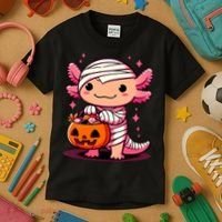 Cute Axolotl Halloween Costume Kids T-Shirt thumb 3