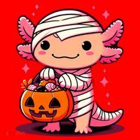 Cute Axolotl Halloween Costume Santa Hat thumb 1