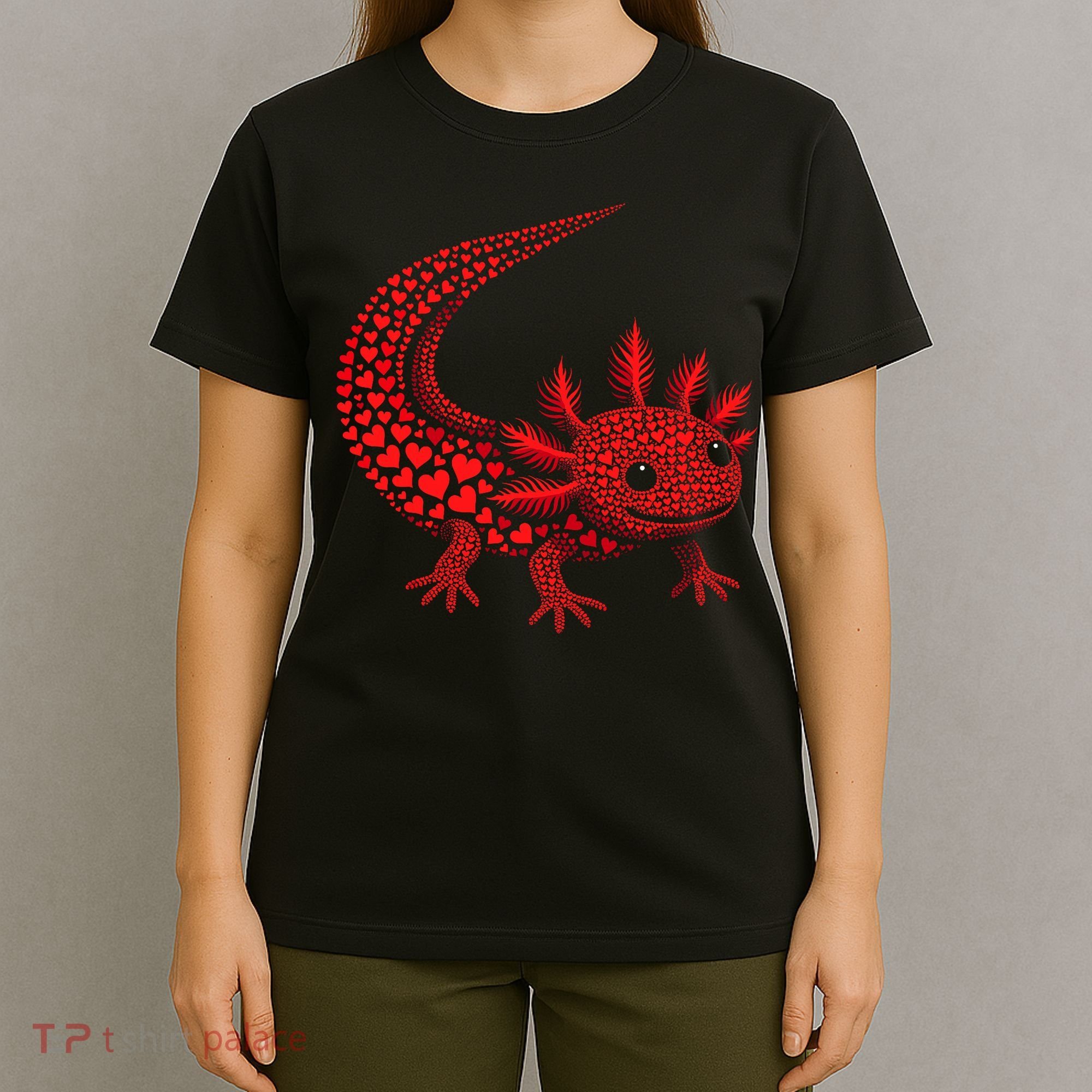 Cute Axolotl Heart   Valentine Axolotl  T-Shirt
