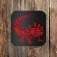 Cute Axolotl Heart   Valentine Axolotl  Coaster thumb 0