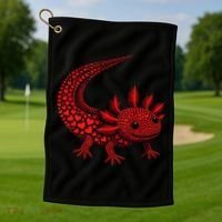 Cute Axolotl Heart   Valentine Axolotl  Golf Towel thumb 1