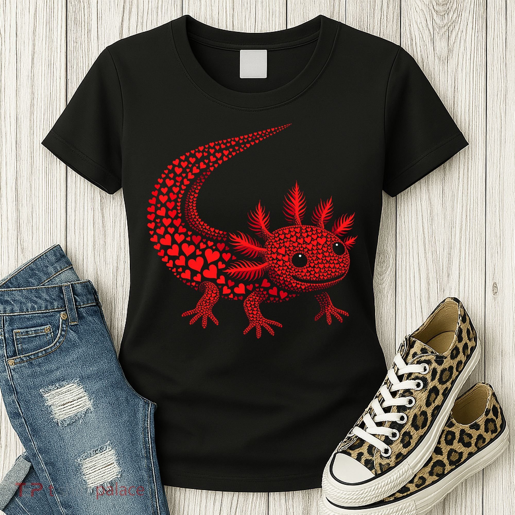 Cute Axolotl Heart   Valentine Axolotl  Women's T-Shirt