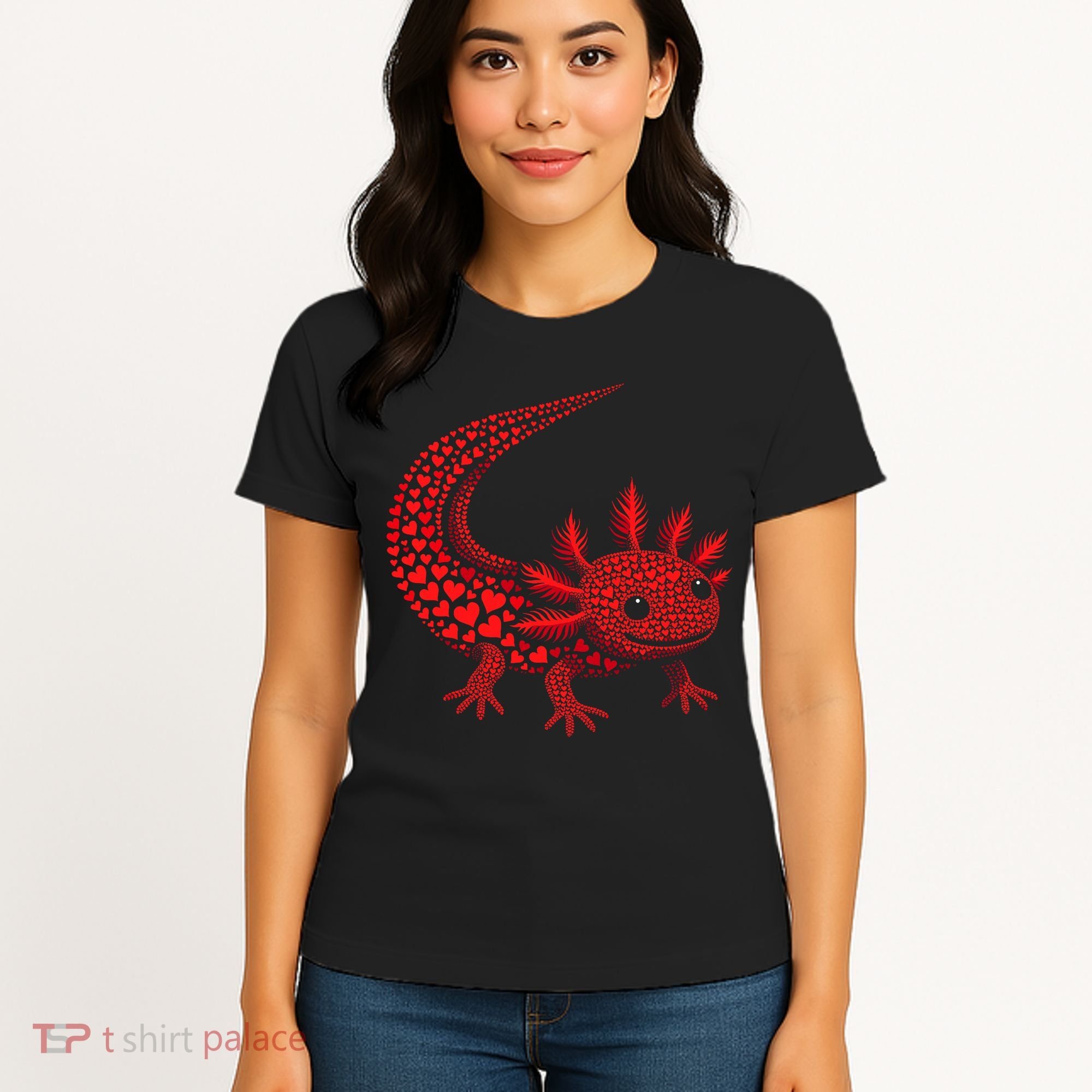 Cute Axolotl Heart   Valentine Axolotl  Women's T-Shirt