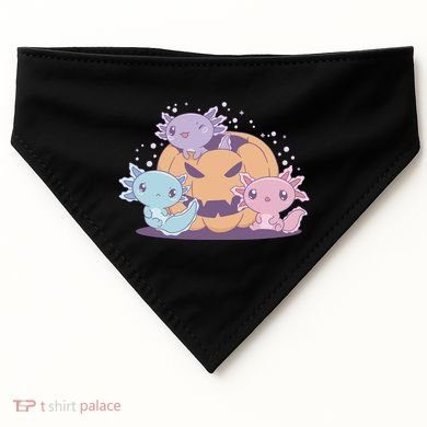 Cute Axolotl Halloween Pumpkin USA-Made Doggie Bandana