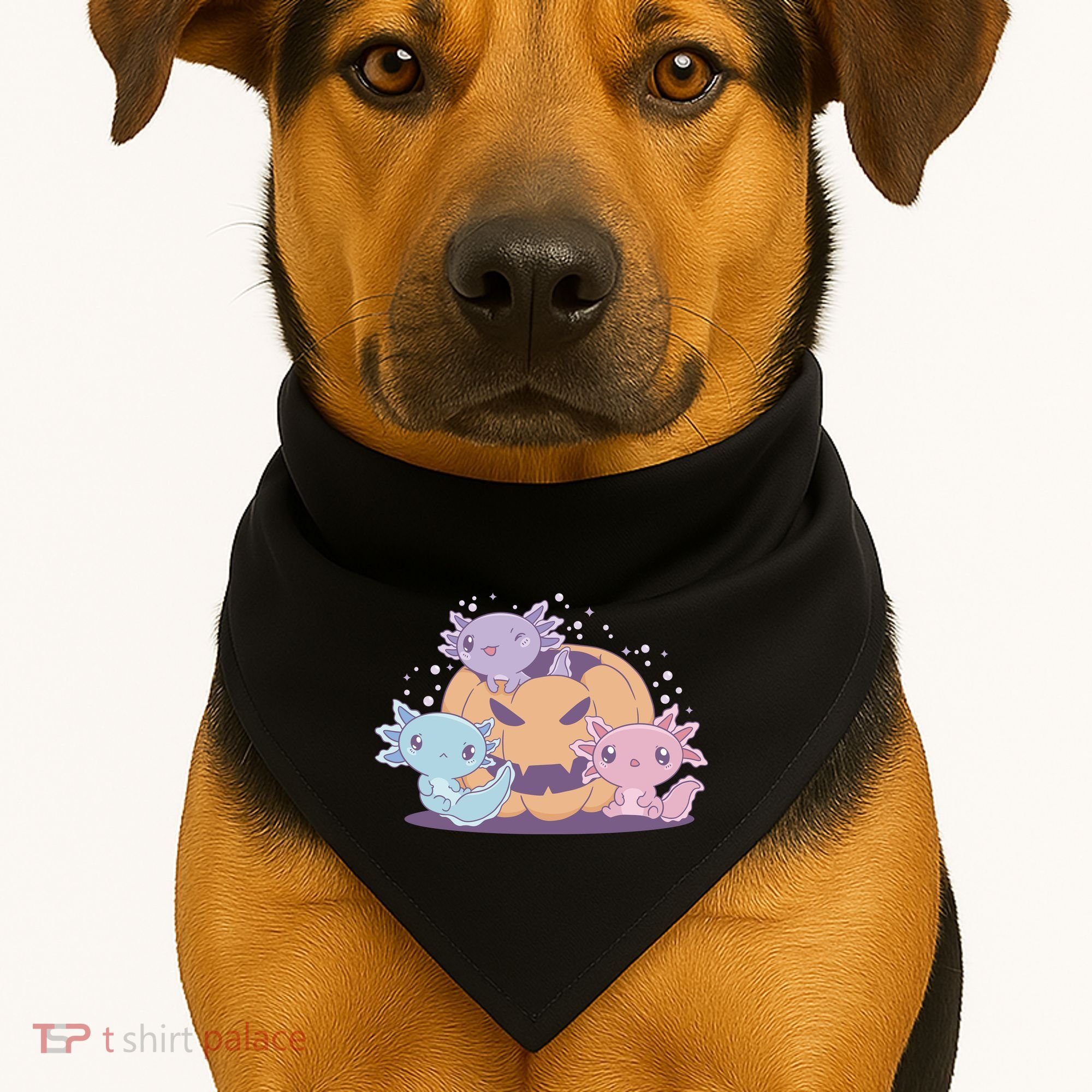 Cute Axolotl Halloween Pumpkin USA-Made Doggie Bandana
