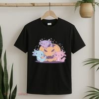 Cute Axolotl Halloween Pumpkin T-Shirt thumb 2